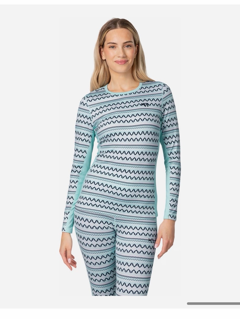Kari Traa Light Blue Patterned Thermal Top